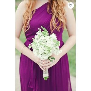 Amsale Silk Chiffon Bridesmaid Dress Plum Purple Size 14 Formal Gown